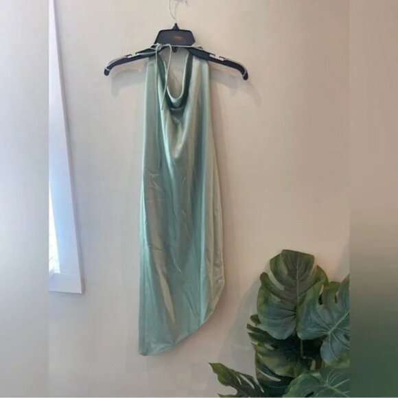 Alice + Olivia Women Slip Dress Green Harmony Asymmetrical Deep Cowl Siz… - Picture 4 of 5